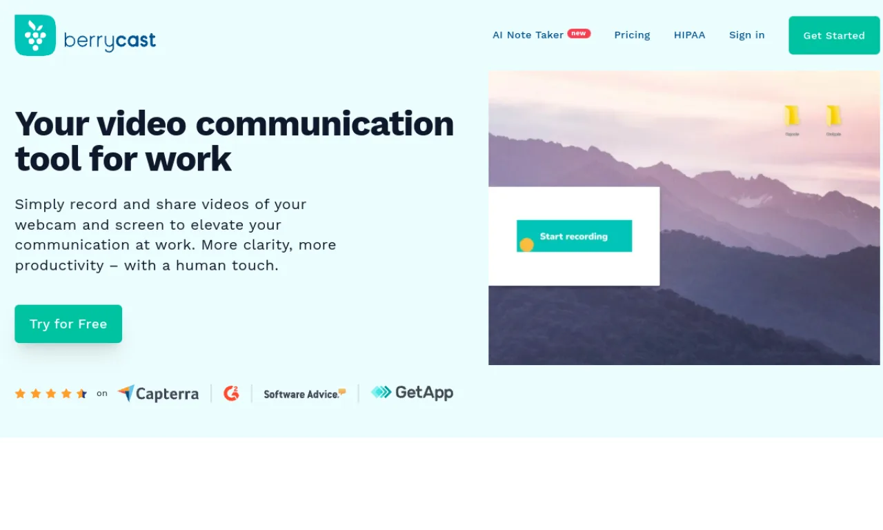Screenshot of Berrycast website