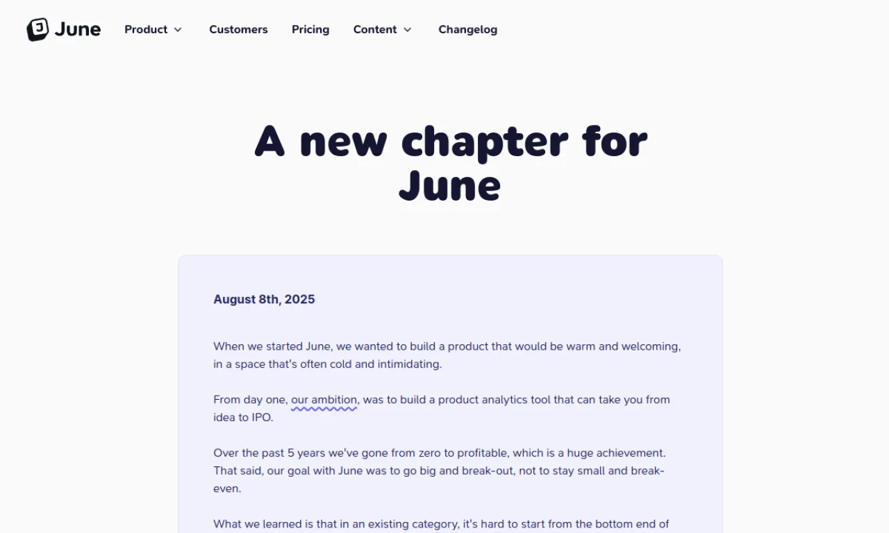 Screenshot of June.so website