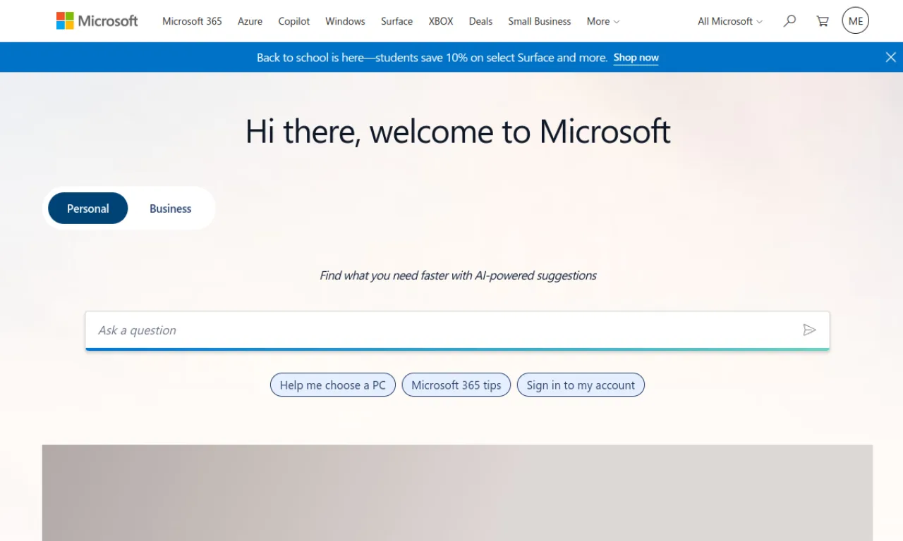 Screenshot of Microsoft Dynamics website
