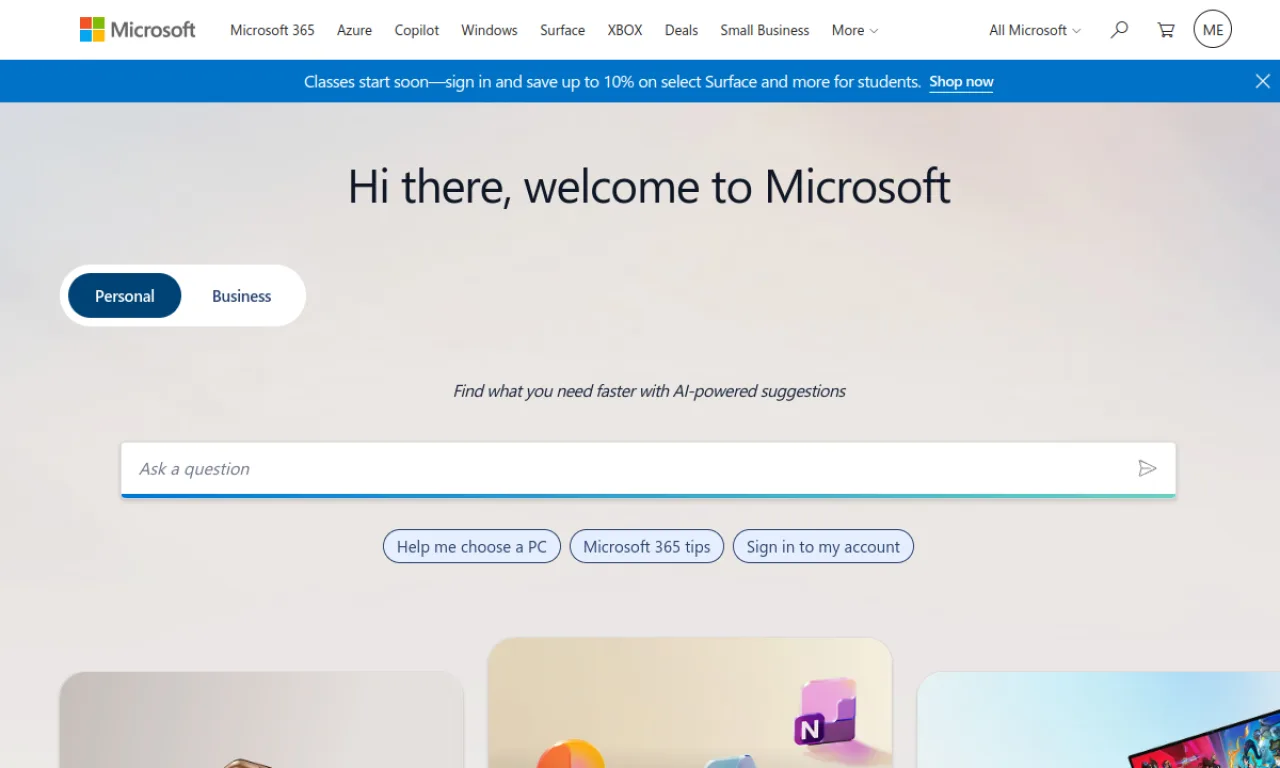 Screenshot of Microsoft Dynamics website