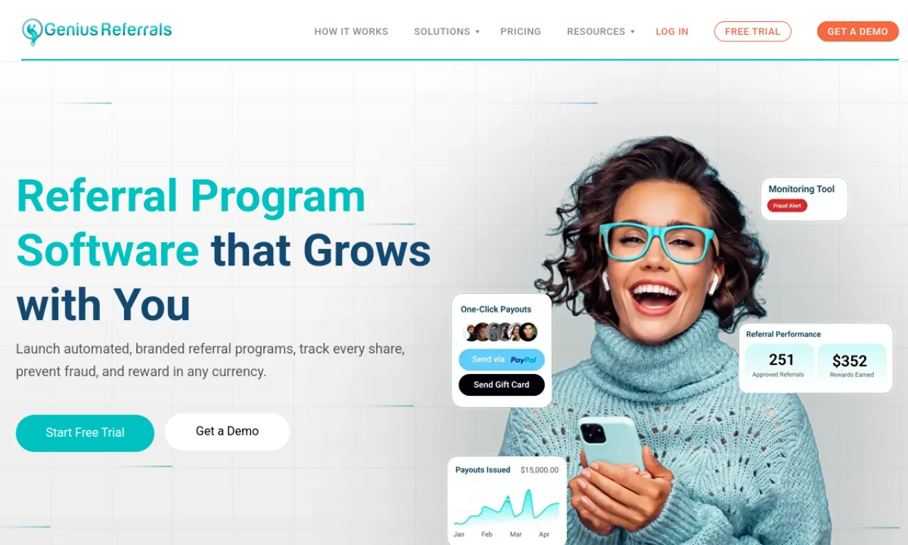 Screenshot of Genius Referrals website