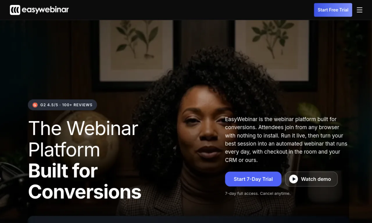 Screenshot of EasyWebinar website