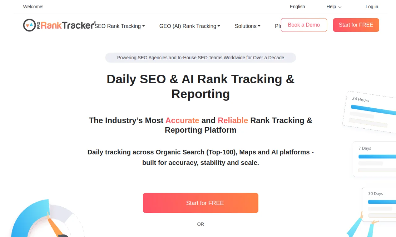 Screenshot of Pro Rank Tracker website