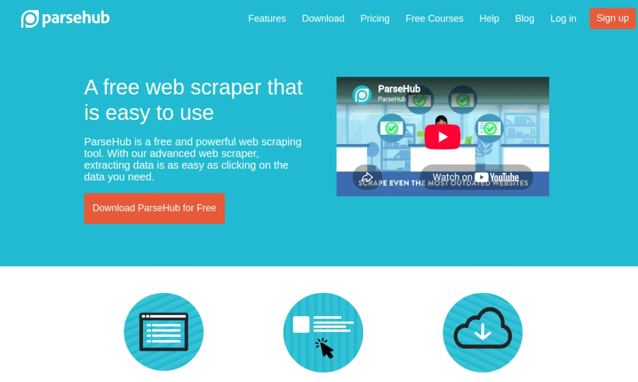 Screenshot of ParseHub website