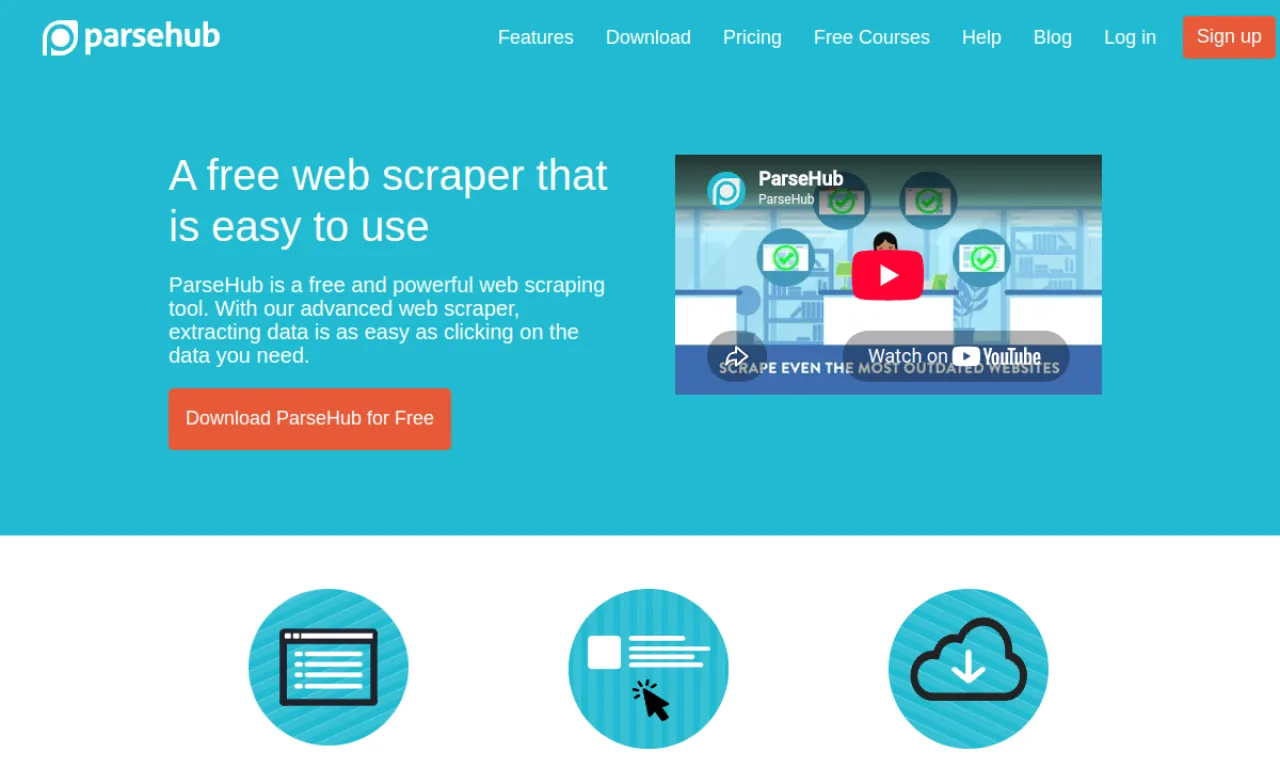 Screenshot of ParseHub website
