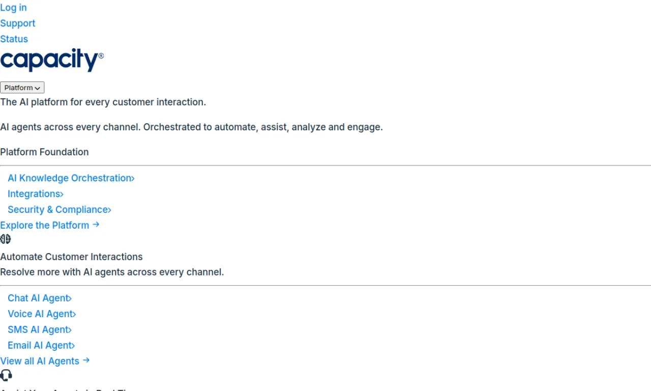 Screenshot of Capacity website