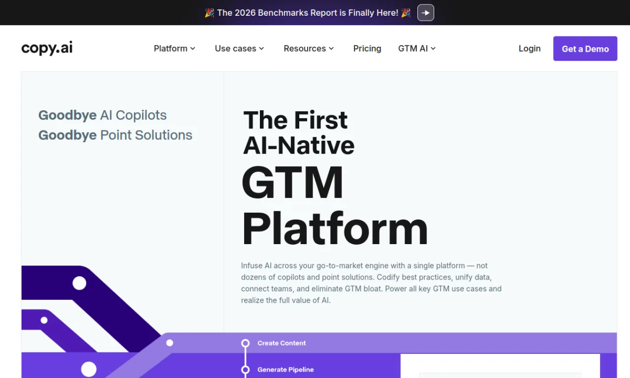Screenshot of Copy.ai GTM AI website