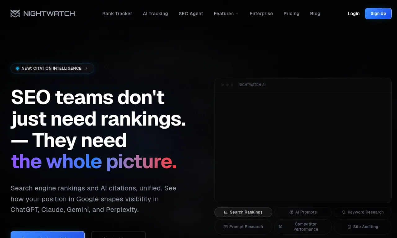 Screenshot of Nightwatch website