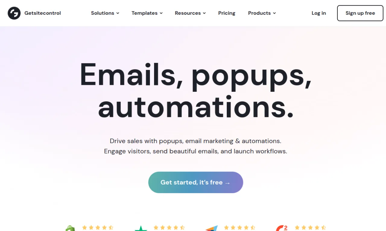 Screenshot of Getsitecontrol website