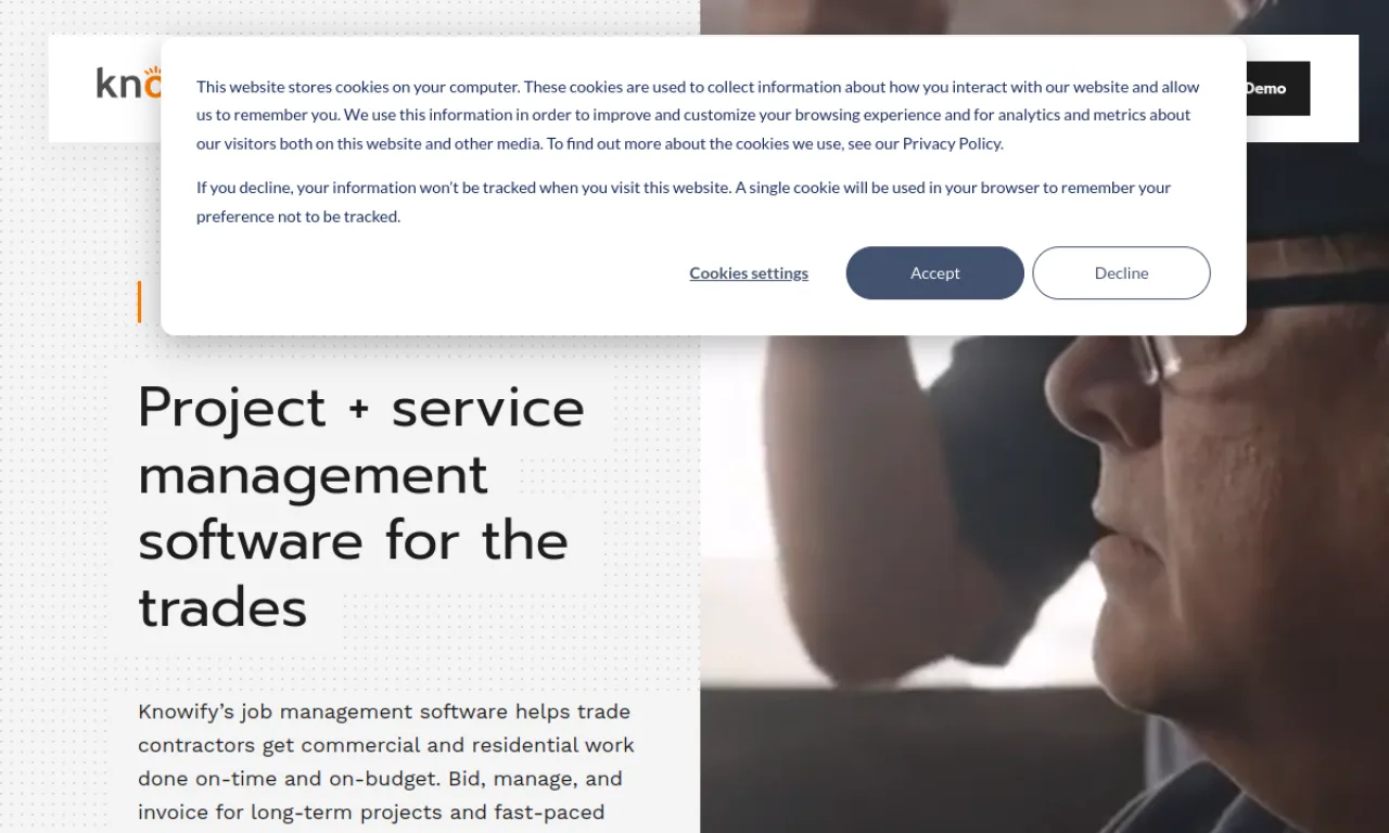 Screenshot of Knowify website