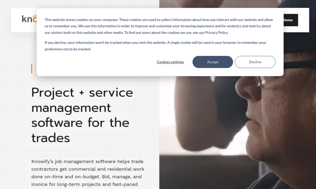 Screenshot of Knowify website