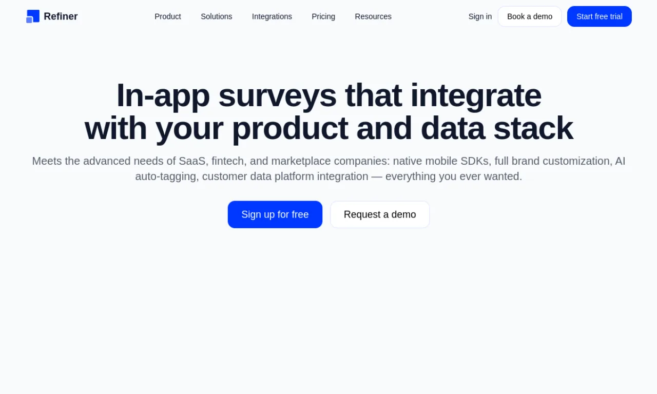 Screenshot of Refiner website