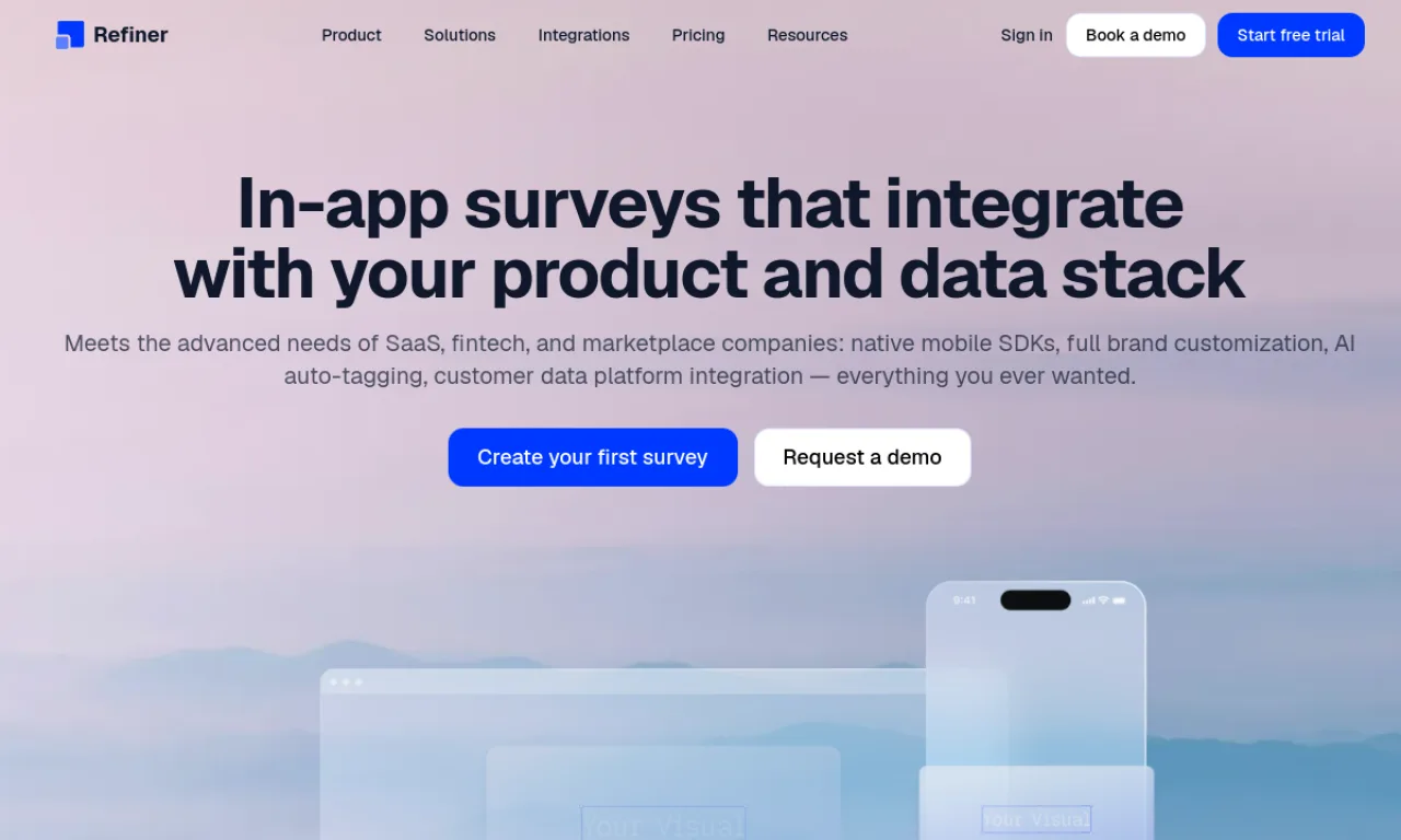 Screenshot of Refiner website