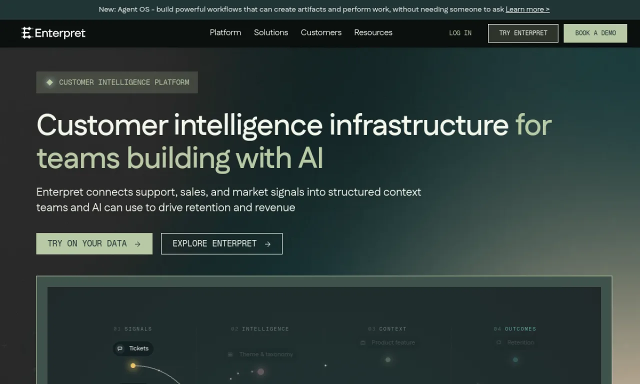 Screenshot of Enterpret website