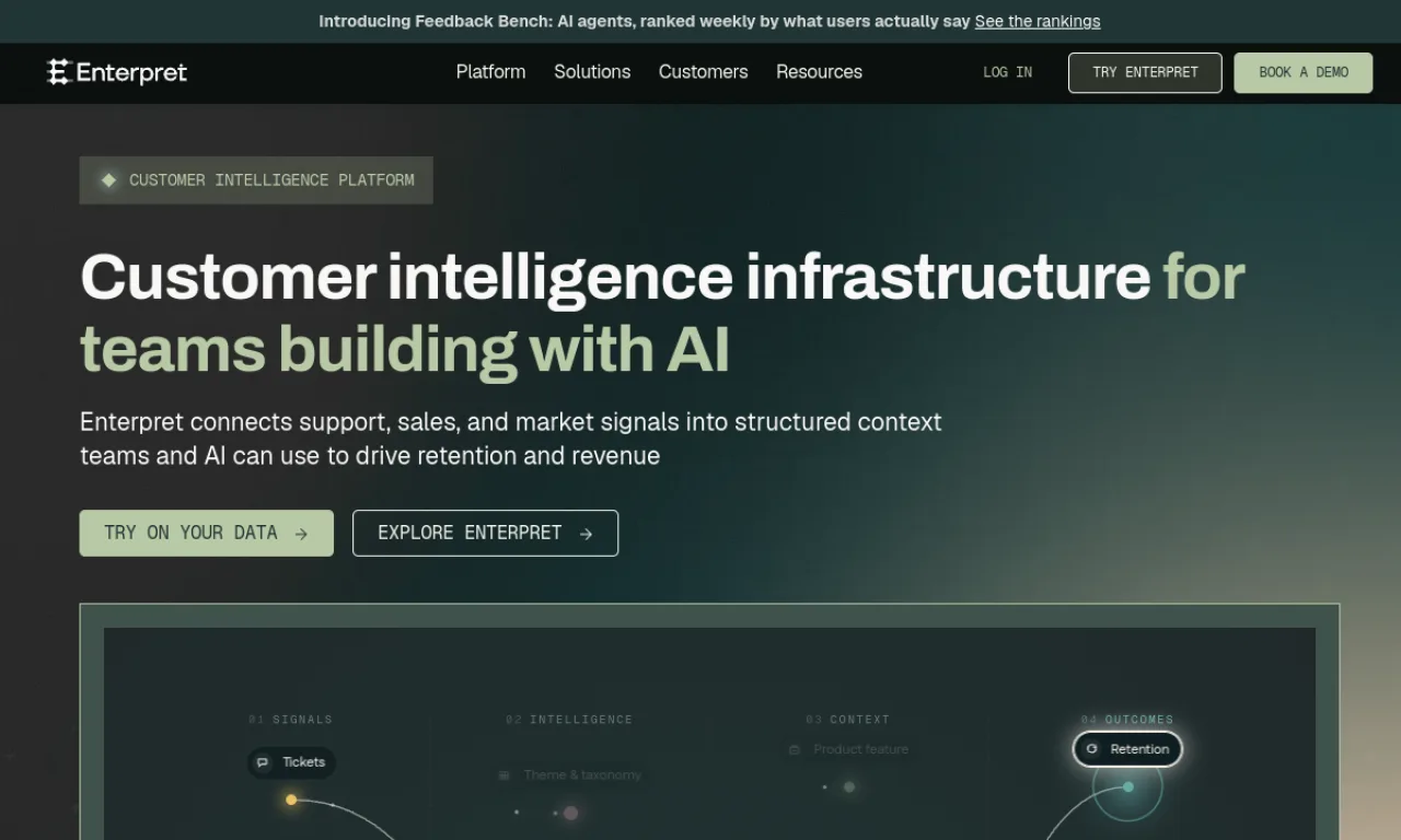 Screenshot of Enterpret website