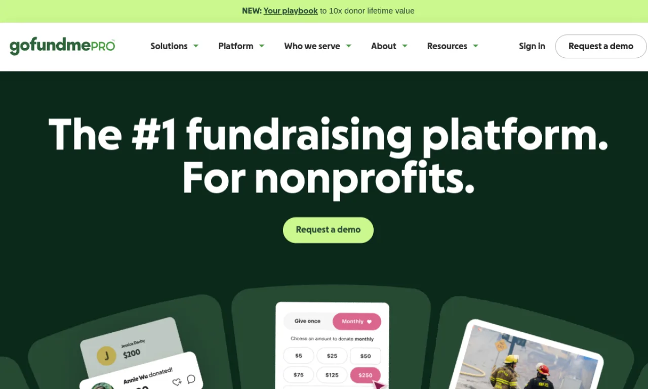 Screenshot of Classy (GoFundMe Pro) website