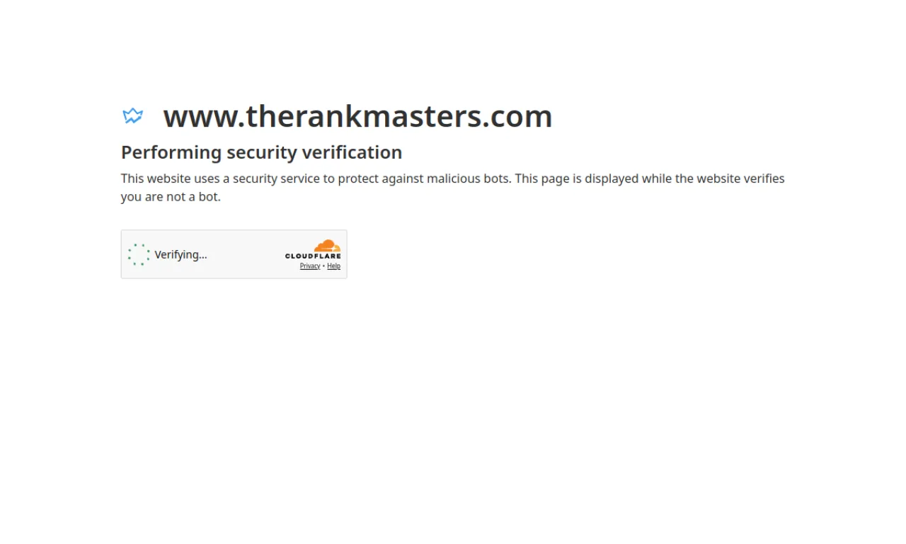 Screenshot of The Rank Masters website