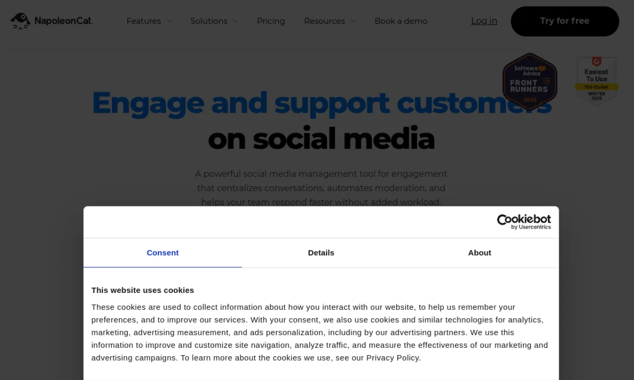 Screenshot of NapoleonCat website