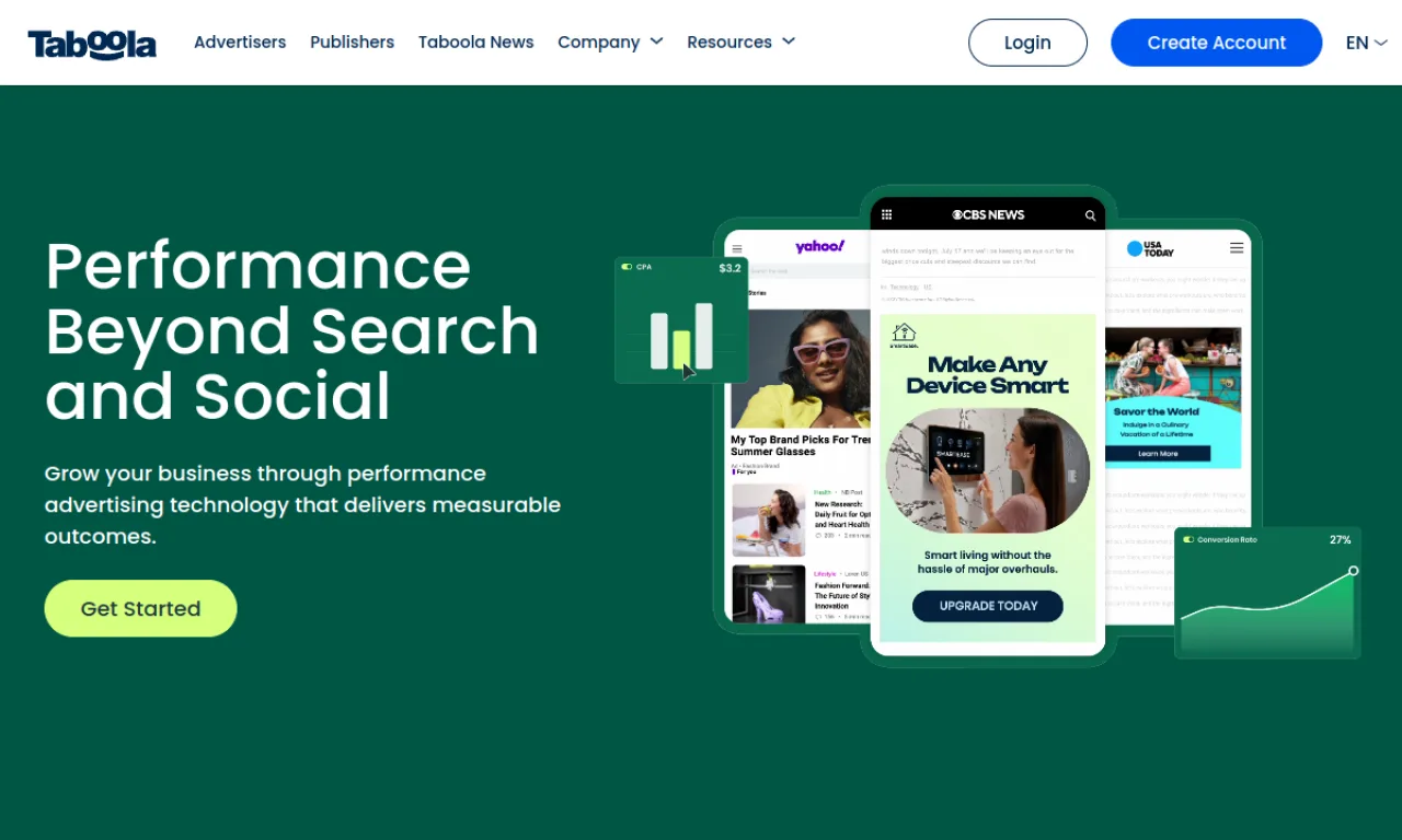 Screenshot of Taboola website