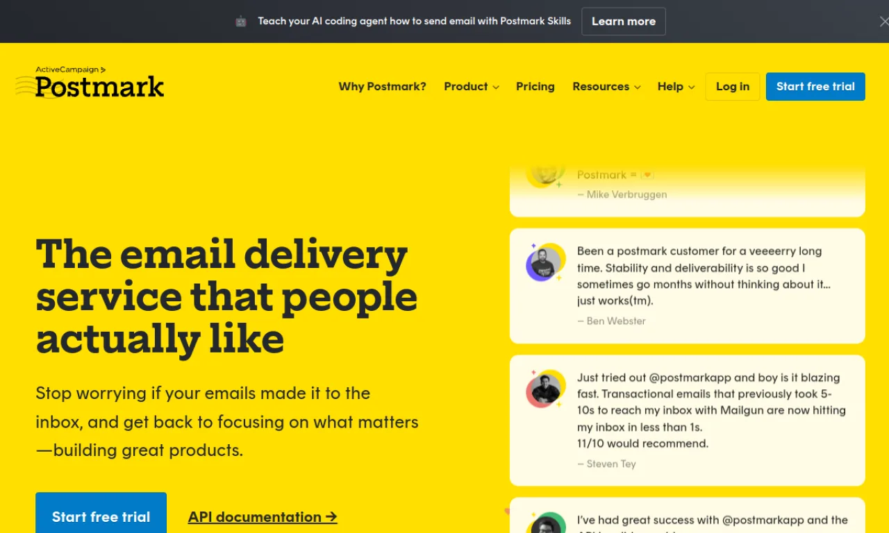Screenshot of Postmark Streams website