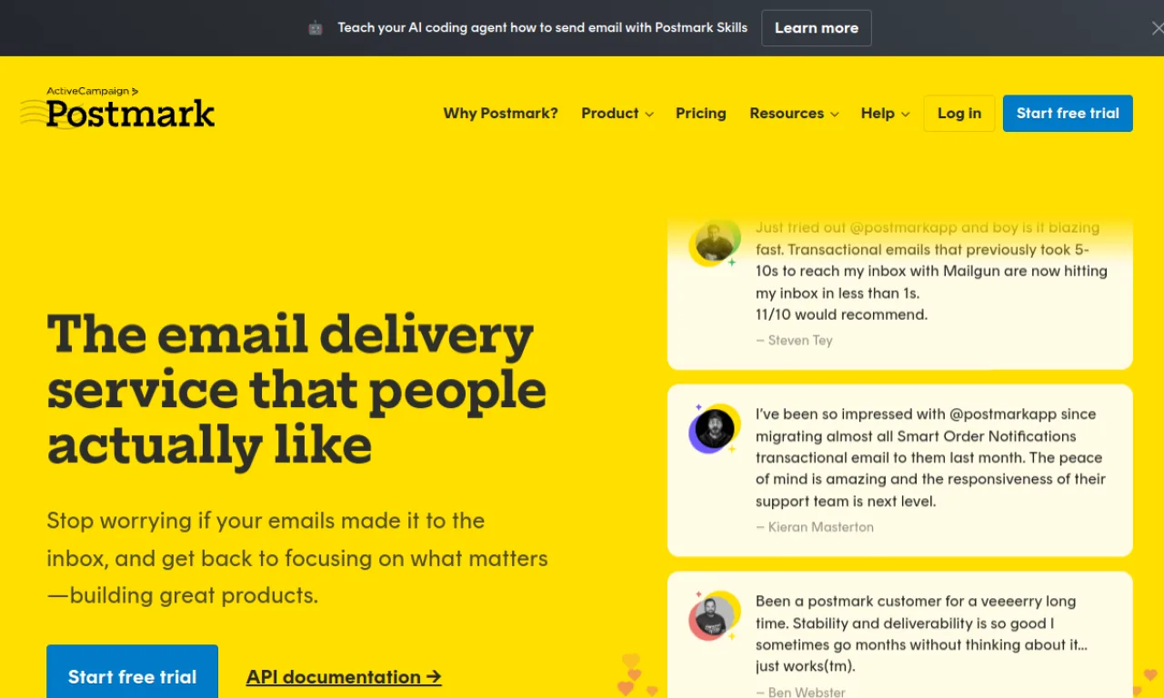 Screenshot of Postmark Streams website