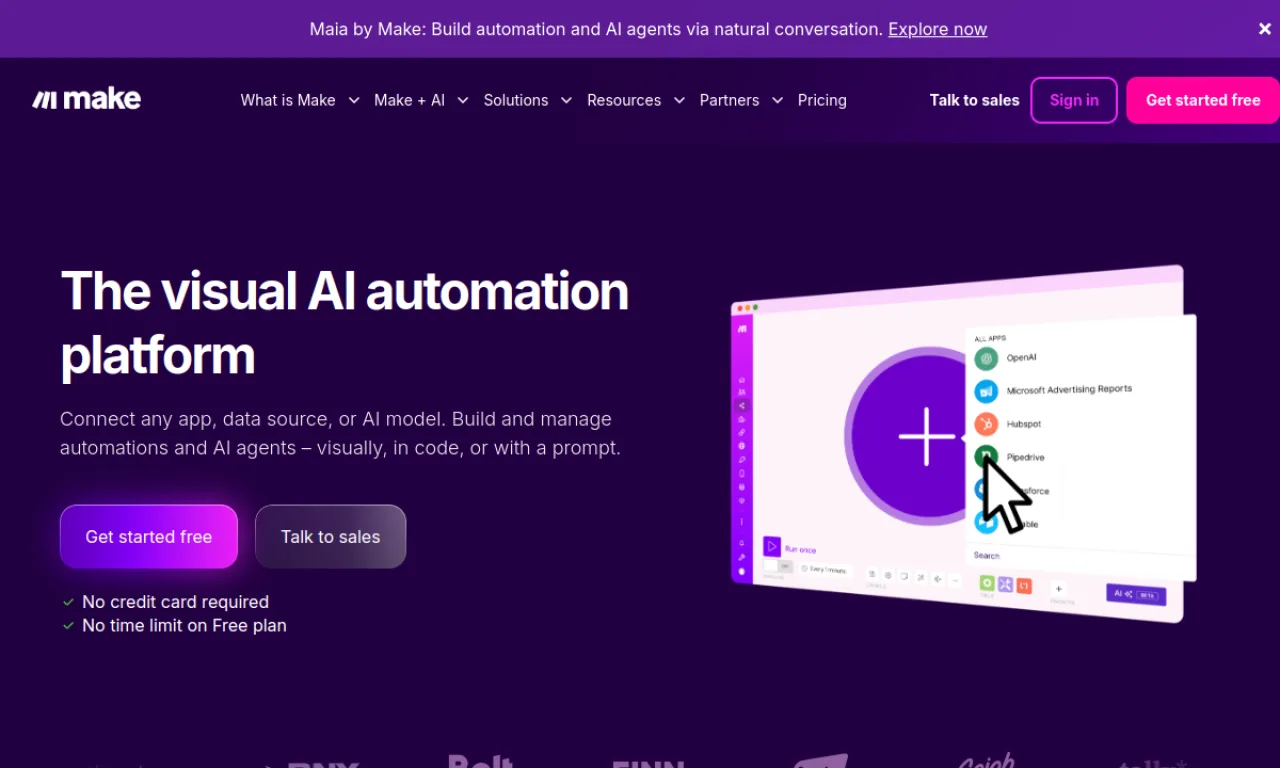 Screenshot of Make website