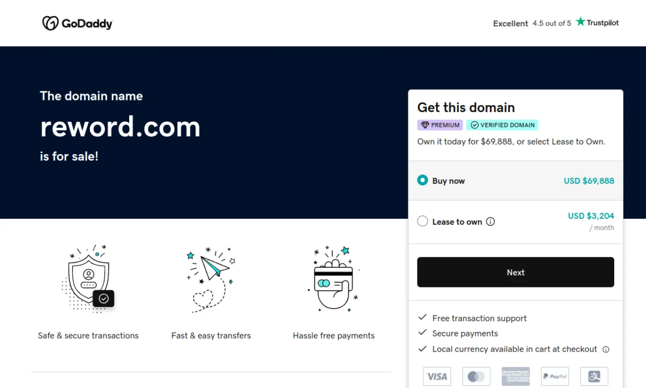 Screenshot of Reword website