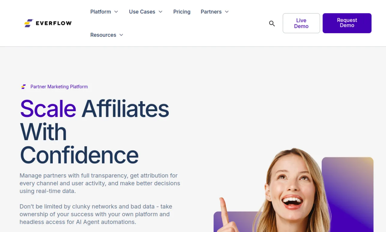 Screenshot of Everflow website