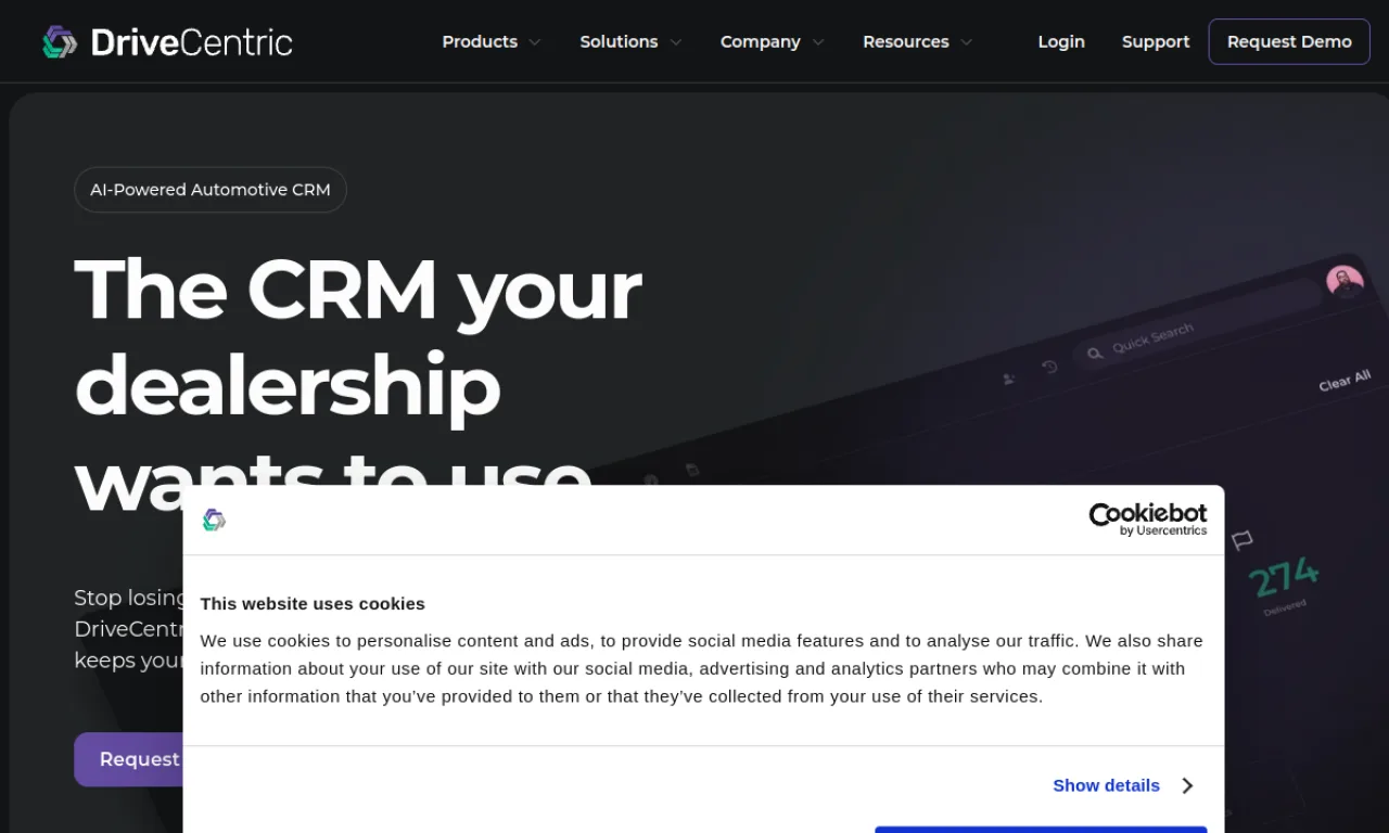 Screenshot of DriveCentric website