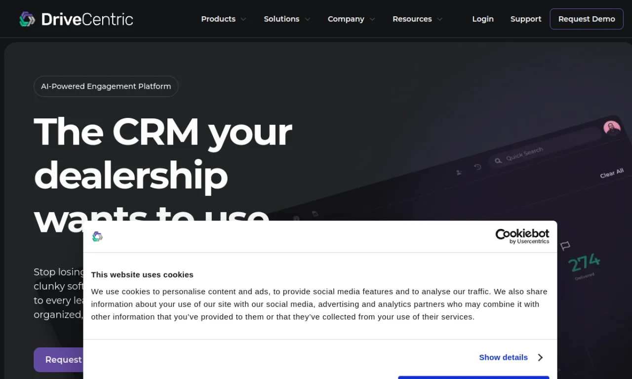 Screenshot of DriveCentric website