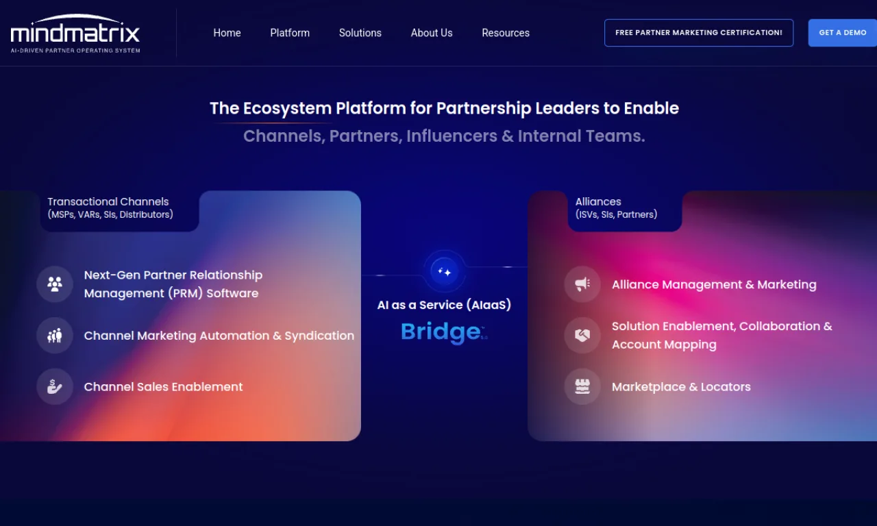 Screenshot of Mindmatrix website