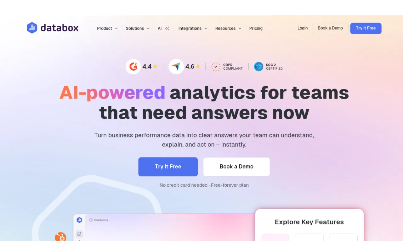 Screenshot of Databox website