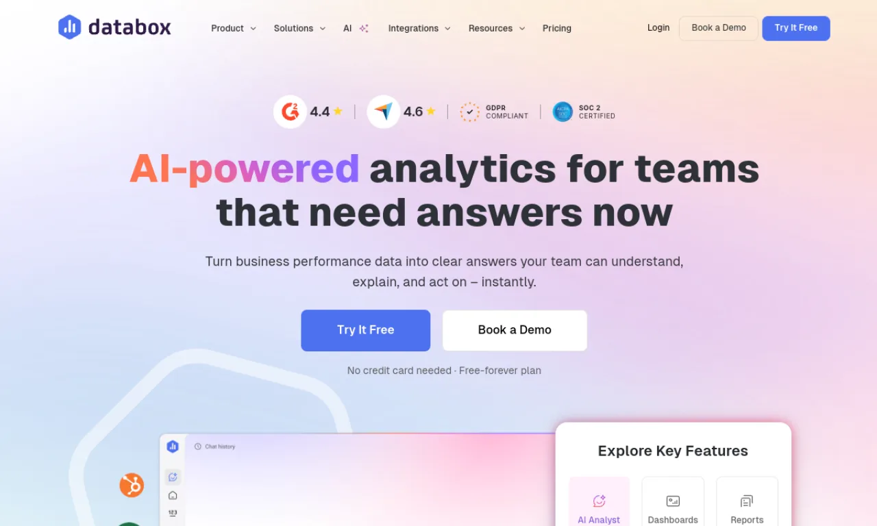 Screenshot of Databox website