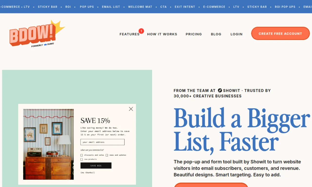 Screenshot of Sumo / BDOW website
