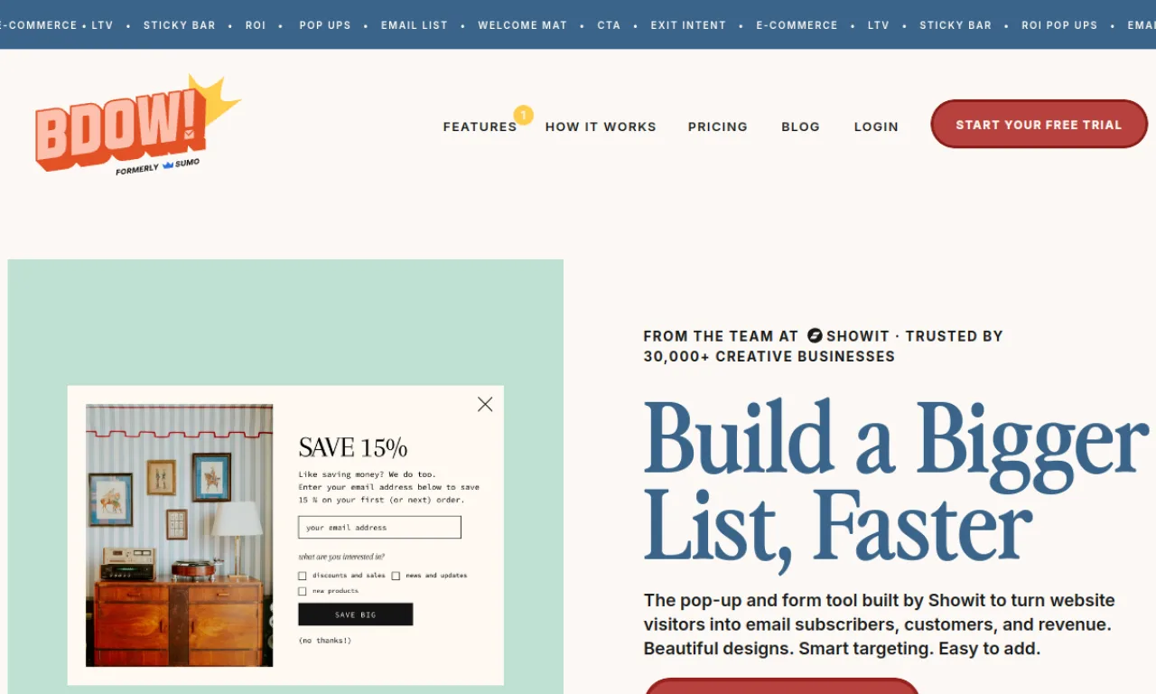Screenshot of Sumo / BDOW website