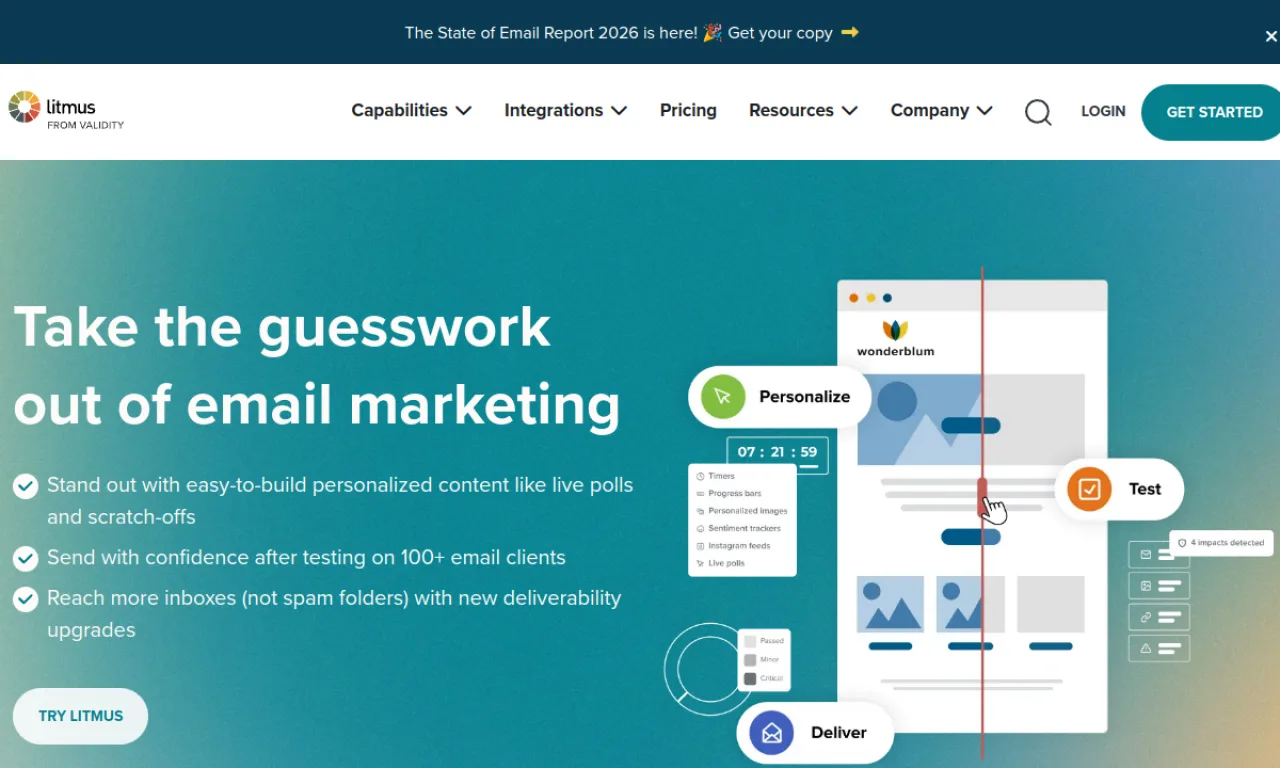 Screenshot of Litmus website