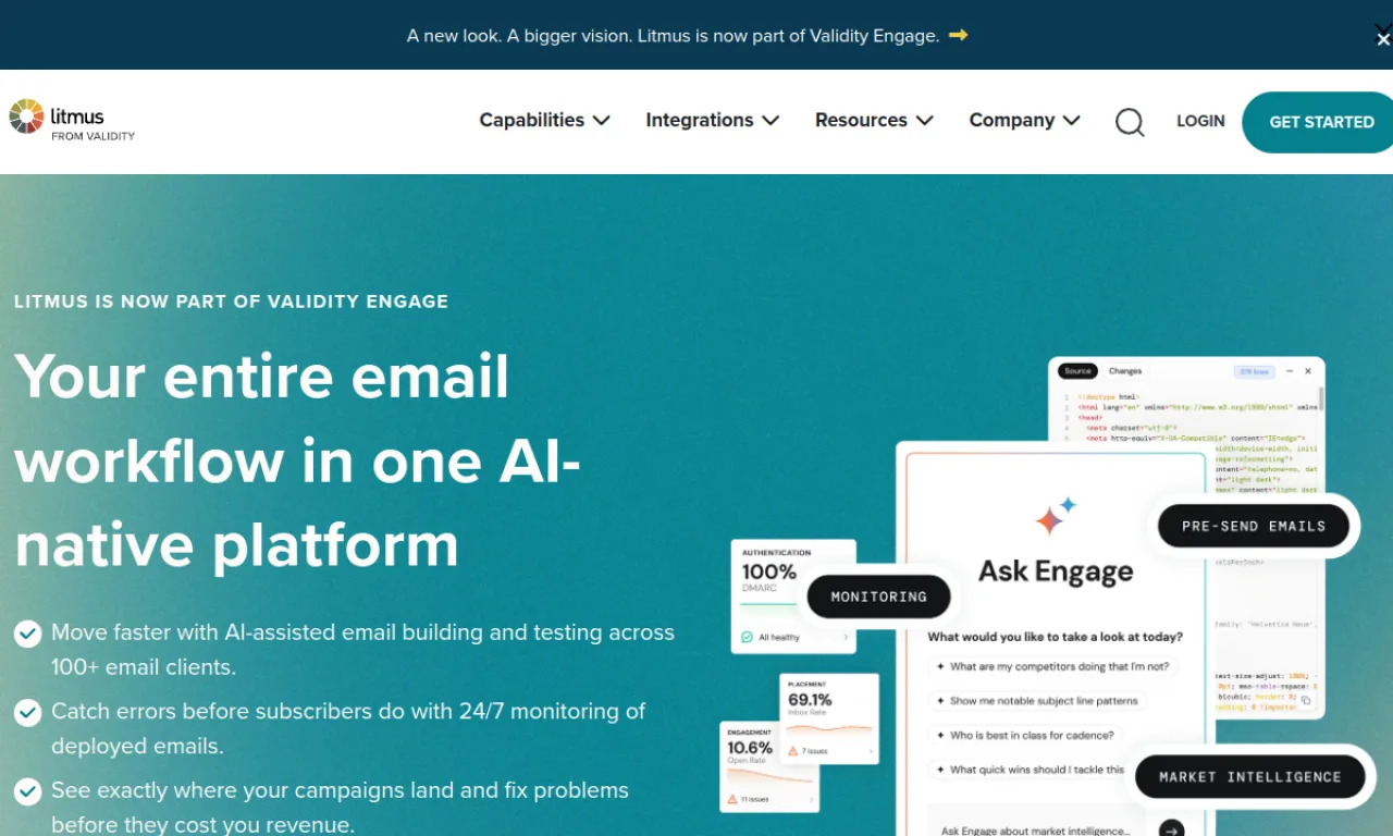 Screenshot of Litmus website