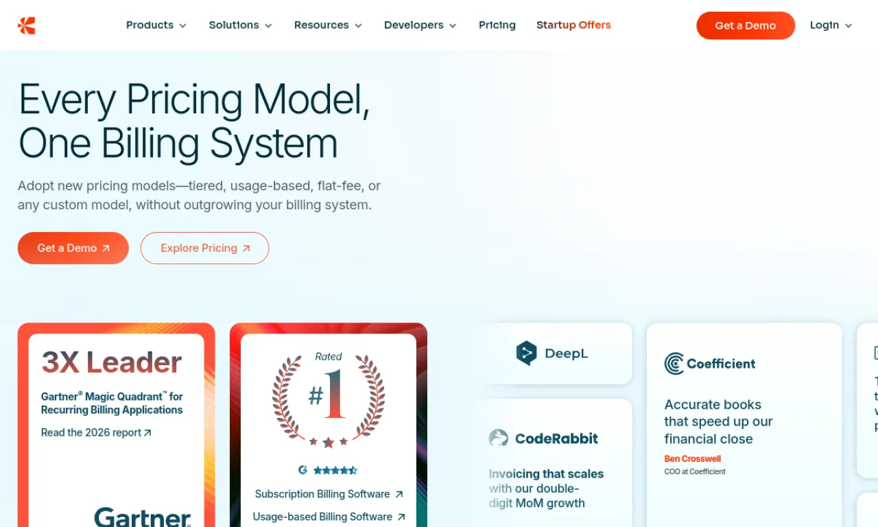 Screenshot of Chargebee website