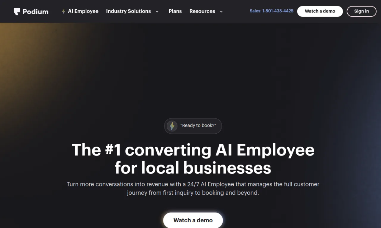 Screenshot of Podium website
