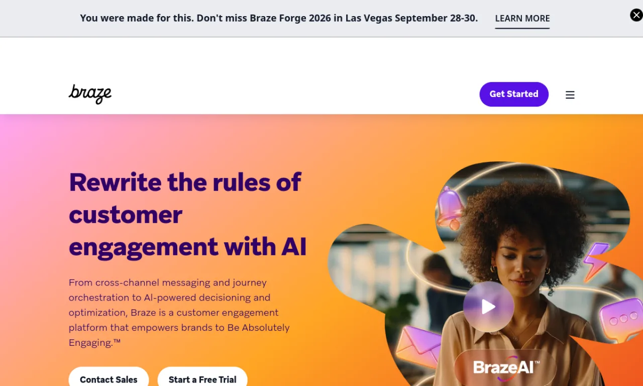 Screenshot of Braze Mobile website