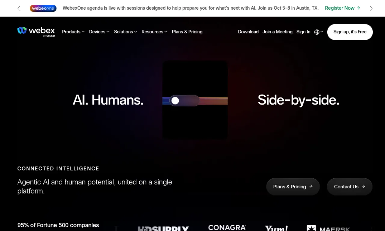 Screenshot of Webex Events (Socio) website