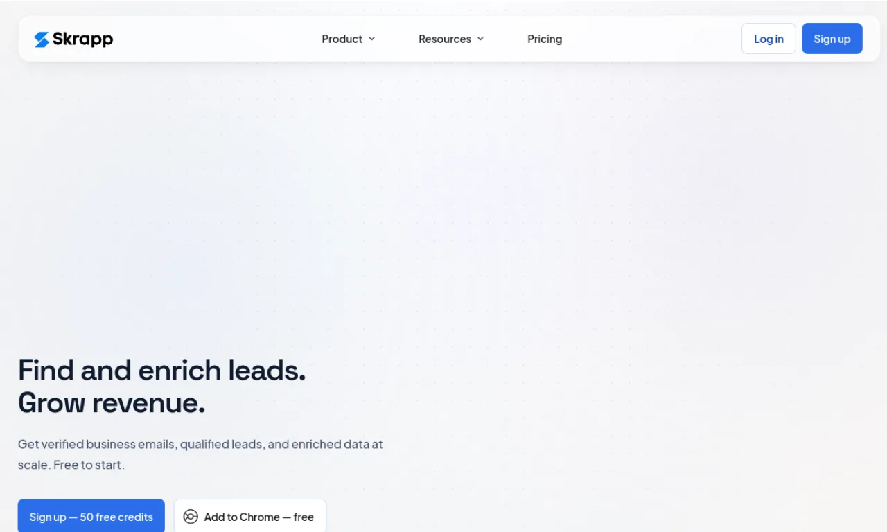 Screenshot of Skrapp website