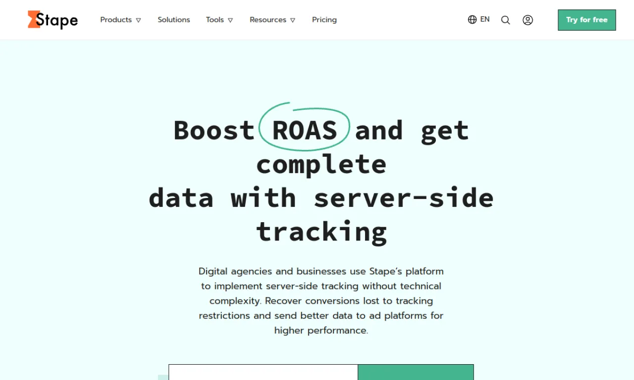 Screenshot of Stape / GTM Server website