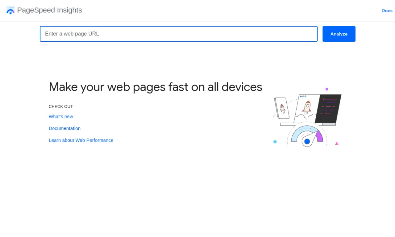 Screenshot of PageSpeed Insights website