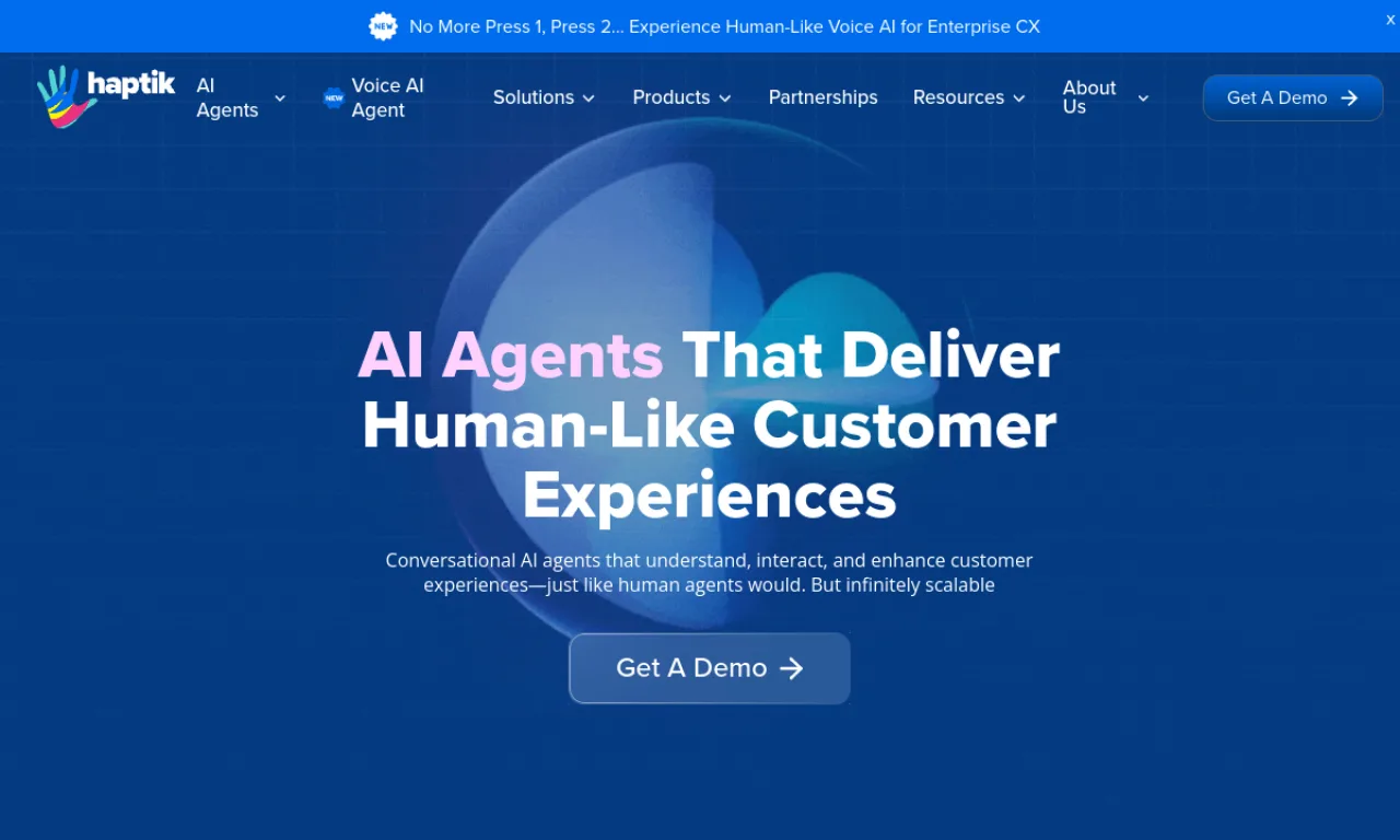 Screenshot of Haptik website