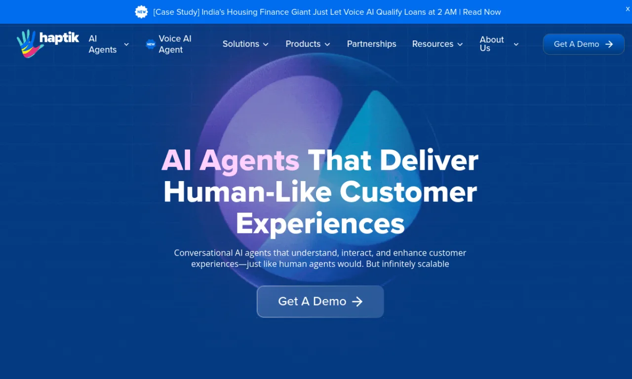 Screenshot of Haptik website