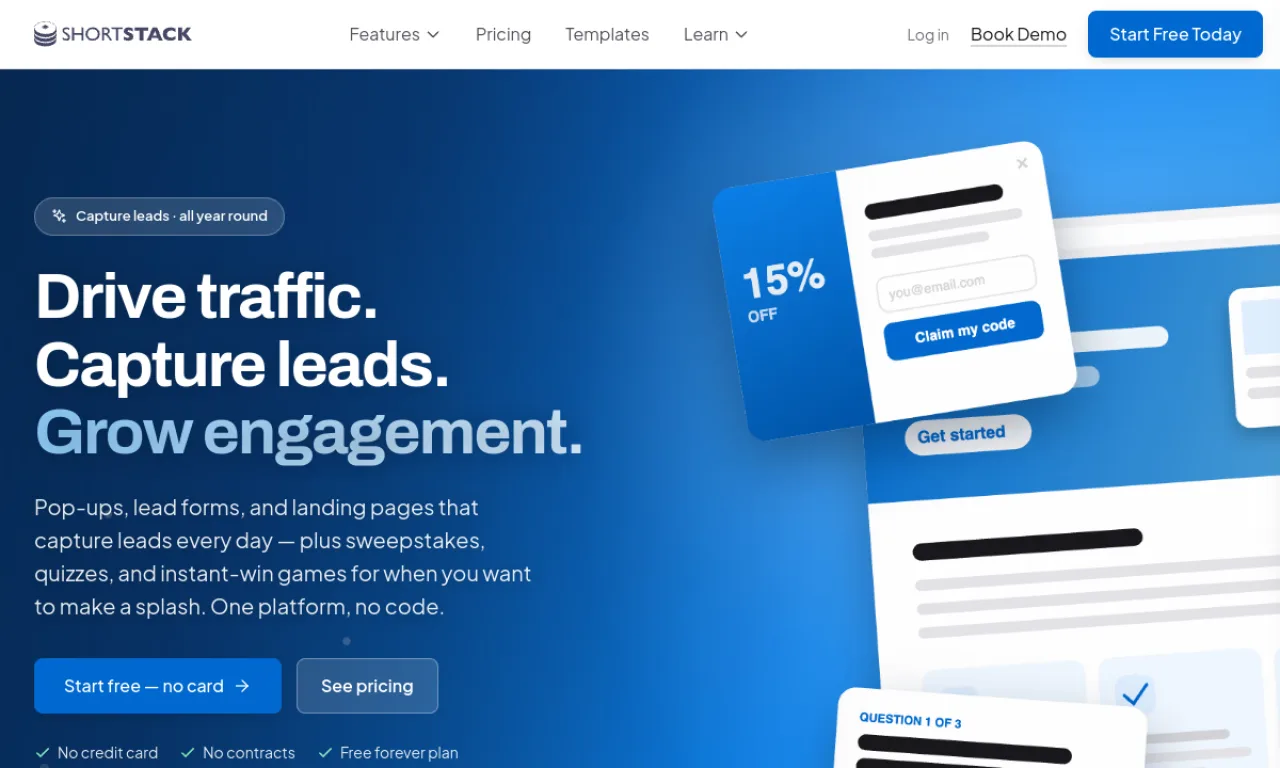 Screenshot of ShortStack website