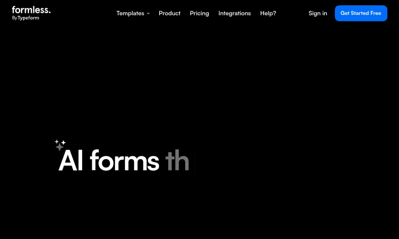 Screenshot of Formless (Typeform AI) website