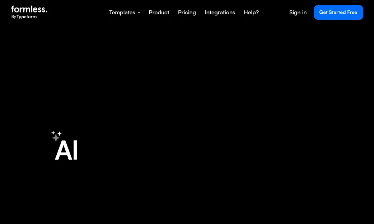 Screenshot of Formless (Typeform AI) website