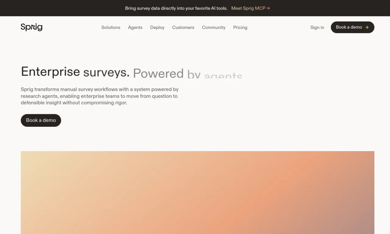Screenshot of Sprig website
